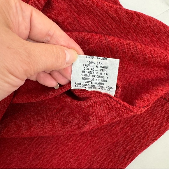 Eileen Fisher Womens Red 3/4 Sleeve 100% Wool Blouse Top Shirt Sz M - Picture 8 of 11